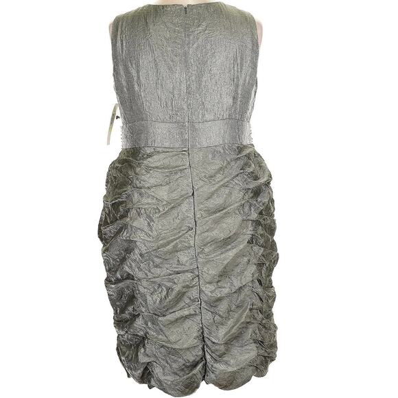 R&M Richards metallic ruched cocktail dress beaded waist – 18W - Picture 3 of 9